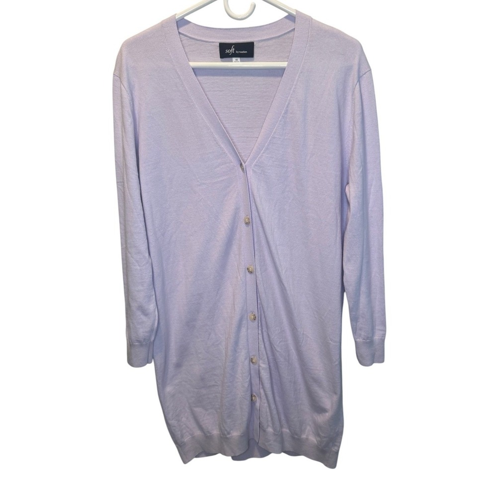 Soft by Naadam Womens Lavender Long Cardigan Sweater Cashmere Blend XS NEW